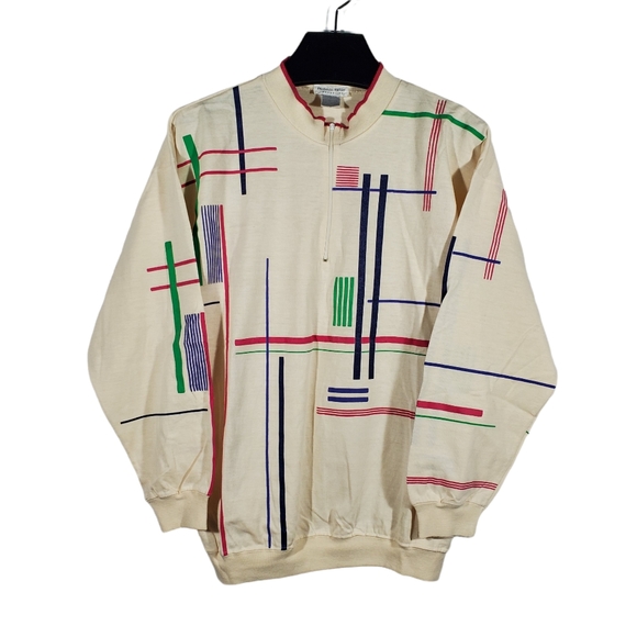 VTG Roberto Orsini 2pc Pant Set Sweatsuit Cream Puff Paint Abstract Wearable Art - Picture 2 of 7